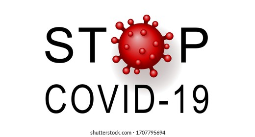 Coronavirus 2019-nCoV. Corona virus 3D icon. Red sign isolated white background. Stop pathogen respiratory infection. Design bacteria. Influenza pandemic Corona-virus prevention Vector illustration