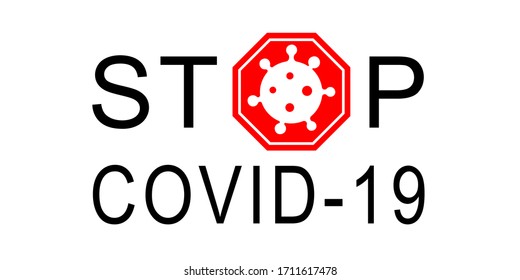 Coronavirus 2019-nCoV. Corona virus flat icon. Red sign isolated white background. Stop pathogen respiratory infection. Design bacteria. Influenza pandemic Corona-virus prevention Vector illustration