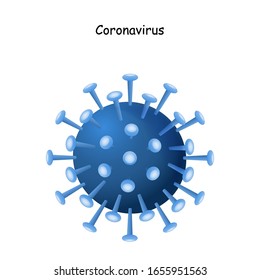 Coronavirus 2019-nCoV. Corona virus icon. pathogen respiratory infection (flu outbreak). influenza pandemic. virion of Corona-virus.  Vector illustration of virion. COVID-19