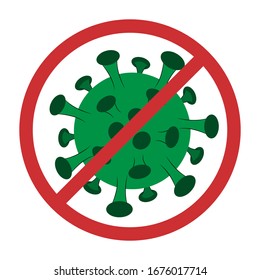 Coronavirus 2019-nCoV. Corona virus icon flat. Sign caution coronavirus. Stop coronavirus. Coronavirus danger and public health risk disease and flu outbreak. Vector illustration
