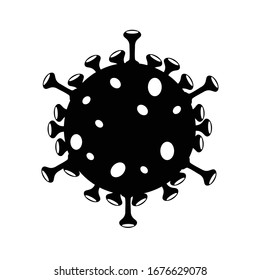 Coronavirus 2019-nCoV. Corona virus icon. Black with an isolated white background. Chinese pathogenic respiratory infections (global flu epidemic). influenza pandemic. virion from Corona virus. Vector