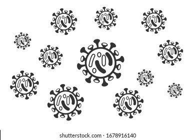 Coronavirus 2019-nCoV. Corona virus icon. Black on white background isolated. China pathogen respiratory infection (asian flu outbreak). influenza pandemic. virion of Corona-virus. Vector
