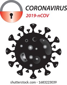 Coronavirus 2019-nCoV. Corona virus icon. black on an isolated white background. Chinese pathogenic respiratory infections (Asian flu epidemic). influenza pandemic. virion from Corona virus. Vector
