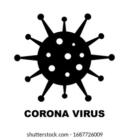 Coronavirus 2019-nCoV. Corona virus icon. Black on white background isolated. No Infection and Stop Coronavirus Concepts. Vector illustration.