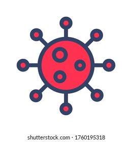 Coronavirus 2019-nCoV. Corona virus icon. Covid color icon on white background isolated. China pathogen respiratory infection (asian flu outbreak). influenza pandemic. virion of Corona-virus. Vector