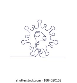 Coronavirus 2019-nCoV. Corona virus icon. Black on white background isolated. One line drawing.