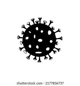 Coronavirus 2019-nCoV. Corona virus icon. Black on white background isolated. illness respiratory infection illness outbreak . influenza pandemic. virion of Corona-virus. COVID-19