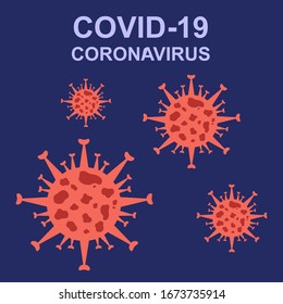 Coronavirus, 2019-nCoV, COVID-19, Bacteria, with red stop sign on violet background isolated, vector illustration