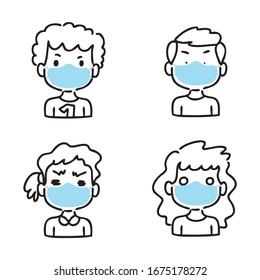 Coronavirus 2019-nCoV, covid-19
, MERS-Cov (middle East respiratory syndrome coronavirus), 2019-nCoV, people in suit with blue medical face mask against viruses floating in the air
