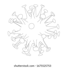 Coronavirus 2019-nCov. Covid-19. Microscope virus close up. Vector illustration