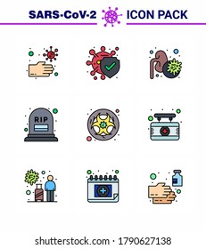 Coronavirus 2019-nCoV (Covid-19) Prevention icon set hazard; rip; disease; mortality; count viral coronavirus 2019-nov disease Vector Design Elements