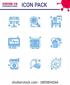Coronavirus 2019-nCoV (Covid-19) Prevention icon set locker; medical monitor; security; medical electronics; medical viral coronavirus 2019-nov disease Vector Design Elements