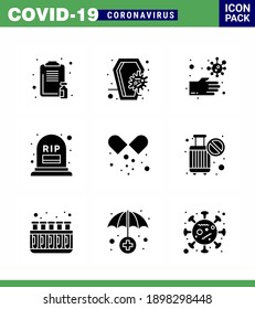 Coronavirus 2019-nCoV (Covid-19) Prevention icon set  rip; grave; infection; count; hands viral coronavirus 2019-nov disease Vector Design Elements