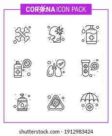 Coronavirus 2019-nCoV (Covid-19) Prevention icon set  protect; virus; bottle; spray; wash viral coronavirus 2019-nov disease Vector Design Elements