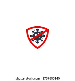 Coronavirus, 2019-nCoV, Covid-19. Vector concept abstract illustration STOP CORONAVIRUS. Flat outline icons of a virus and a stop sign (crossed out) stay home