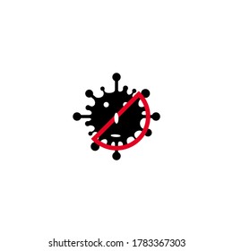 Coronavirus, 2019-nCoV, Covid-19. Vector concept abstract illustration STOP CORONAVIRUS. Flat outline icons of a virus and a stop sign crossed out , coronavirus sing isolated on white background