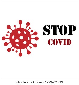 Coronavirus 2019-nCoV, Covid-19 virus cell icon. STOP Coronavirus-2019(COVID-19) outbreak concept. Vector Illustration.