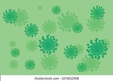 Coronavirus 2019-nCoV. Crown virus icon. Coronavirus bacterial cell, New coronavirus bacteria. Graphic vector illustration of the corona virus in Wuhan, coronary virus infection. Vector. Background
