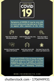 Coronavirus 2019-nCoV disease prevention info graphic with icons and text, healthcare and medicine concept