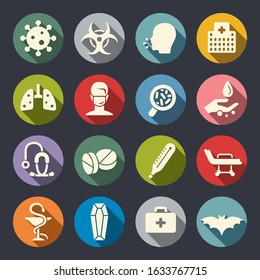 Coronavirus 2019-nCoV flat vector icon set