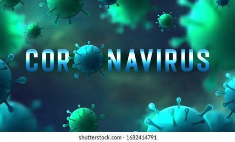 Coronavirus 2019-ncov flu infection 3D medical illustration. Coronavirus floating in fluid microscopic view. Vector Illustration