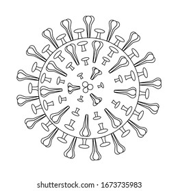 Coronavirus 2019-nCoV icon vector illustration line art. Covid-19 shape.