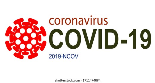 Coronavirus 2019-nCoV idea caption typography template design logo. Dangerous Covid 19 pneumonia influenza virus. Vector illustration