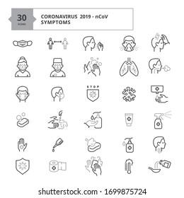 Coronavirus 2019-nCoV Infographic, Symptoms, Hygiene And Prevention Tips, EPS 10, Editable Stroke