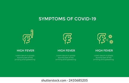 Coronavirus 2019-nCoV Infographic with Symptoms Stock Illustration. The Virus Attacks the Respiratory Tract, Pandemic Medical Health Risk. Human are Showing Coronavirus Symptoms and Risk Factors.