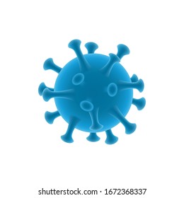 Coronavirus 2019-nCov, MERS virus, novel coronavirus. Covid-19. Vector 3d abstract virus, bacteria. Blue cells infected organism, isolated on white background.