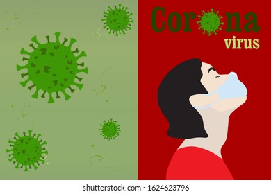 Coronavirus 2019-nCoV, MERS-Cov (middle East respiratory syndrome coronavirus), 2019-nCoV, women in suit with blue medical face mask against viruses floating in the air
Coronary virus concepts