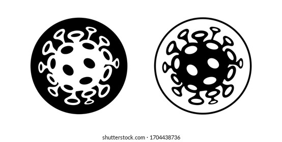 Coronavirus 2019-nCoV. Novel Coronavirus Bacteria. Black icon on white background. Pictogram.