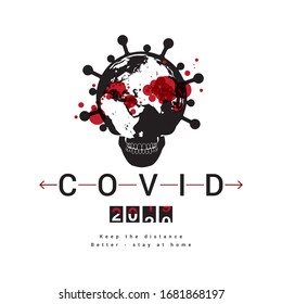 Coronavirus 2019-nCov novel coronavirus concept. Microscope virus close up logo type design