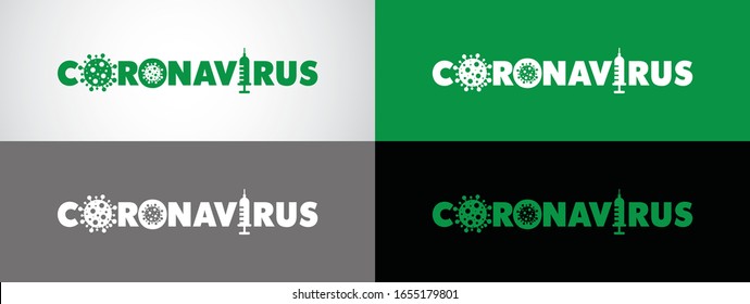 Coronavirus 2019-nCov novel coronavirus concept responsible for illness outbreak and coronaviruses influenza as dangerous flu strain cases as a pandemic. Microscope virus close up logo type design. 