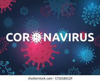 Coronavirus 2019-nCov novel coronavirus concept responsible for illness outbreak and coronaviruses influenza as dangerous flu strain cases as a pandemic. Microscope virus close up logo type design.