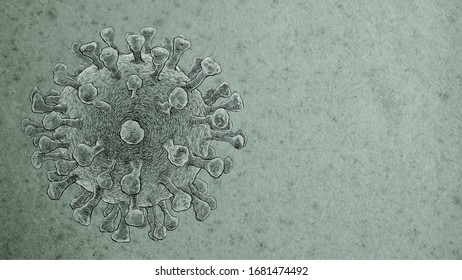 Coronavirus 2019-nCov novel coronavirus. Flu outbreak. Coronaviruses influenza as dangerous flu, pandemic. Microscope virus close up. Vector illustration. Realistic line drawing, detailed. 