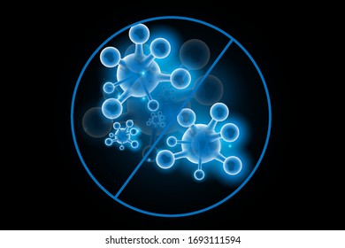 Coronavirus 2019-nCov novel coronavirus low poly abstract concept. Microscopic view of virus cells close up.  
