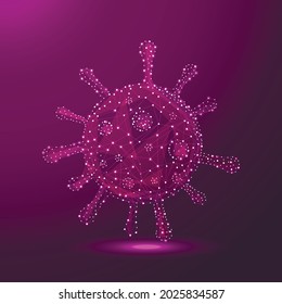 Coronavirus 2019-nCov novel coronavirus low poly abstract concept. Microscopic view of virus cell close up. Dangerous ncov corona virus, SARS pandemic risk.