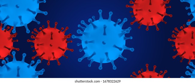 Coronavirus 2019-nCov novel realistic illustration concept. Flu outbreak and Covid-19 influenza as dangerous flu strain cases as a pandemic. Asian ncov corona virus