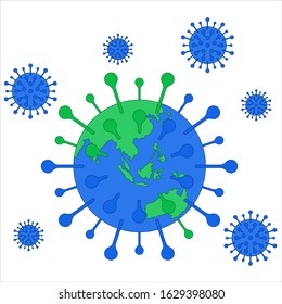 Coronavirus 2019-ncov outbreak of a new strain of influenza threatening the development of a pandemic. Vector illustration.