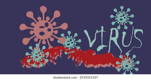 Coronavirus 2019-nCoV. Coronavirus 2019-nCoV outbreak. Virus cells on colorful background.