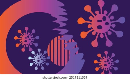 Coronavirus 2019-nCoV. Coronavirus 2019-nCoV outbreak. Virus cells on colorful background.