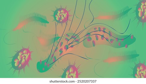 Coronavirus 2019-nCoV. Coronavirus 2019-nCoV outbreak. Virus cells on colorful background.