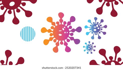 Coronavirus 2019-nCoV. Coronavirus 2019-nCoV outbreak. Virus cells on colorful background.