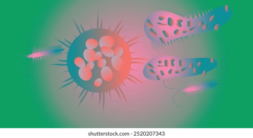 Coronavirus 2019-nCoV. Coronavirus 2019-nCoV outbreak. Virus cells on colorful background.