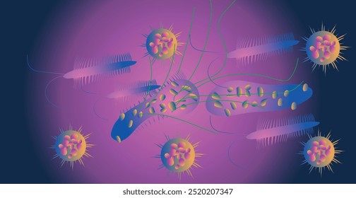 Coronavirus 2019-nCoV. Coronavirus 2019-nCoV outbreak. Virus cells on colorful background.