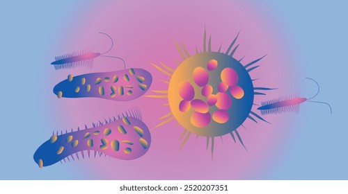 Coronavirus 2019-nCoV. Coronavirus 2019-nCoV outbreak. Virus cells on colorful background.