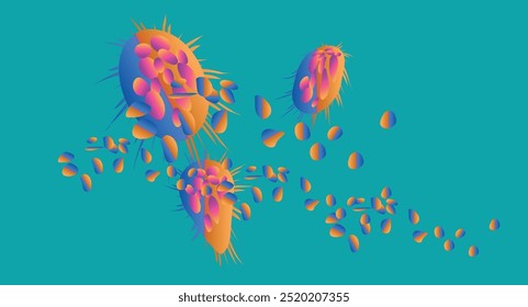 Coronavirus 2019-nCoV. Coronavirus 2019-nCoV outbreak. Virus cells on colorful background.