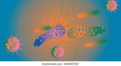 Coronavirus 2019-nCoV. Coronavirus 2019-nCoV outbreak. Virus cells on colorful background.