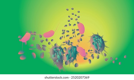 Coronavirus 2019-nCoV. Coronavirus 2019-nCoV outbreak. Virus cells on colorful background.